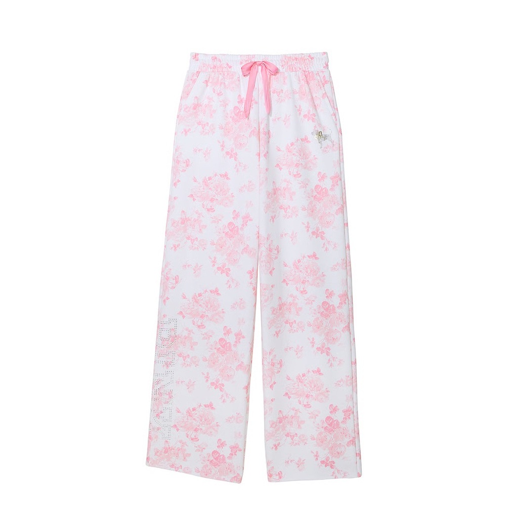 PINK X LOVESHACKFANCY WIDE-LEG SWEATPANTS Everblooming White XS